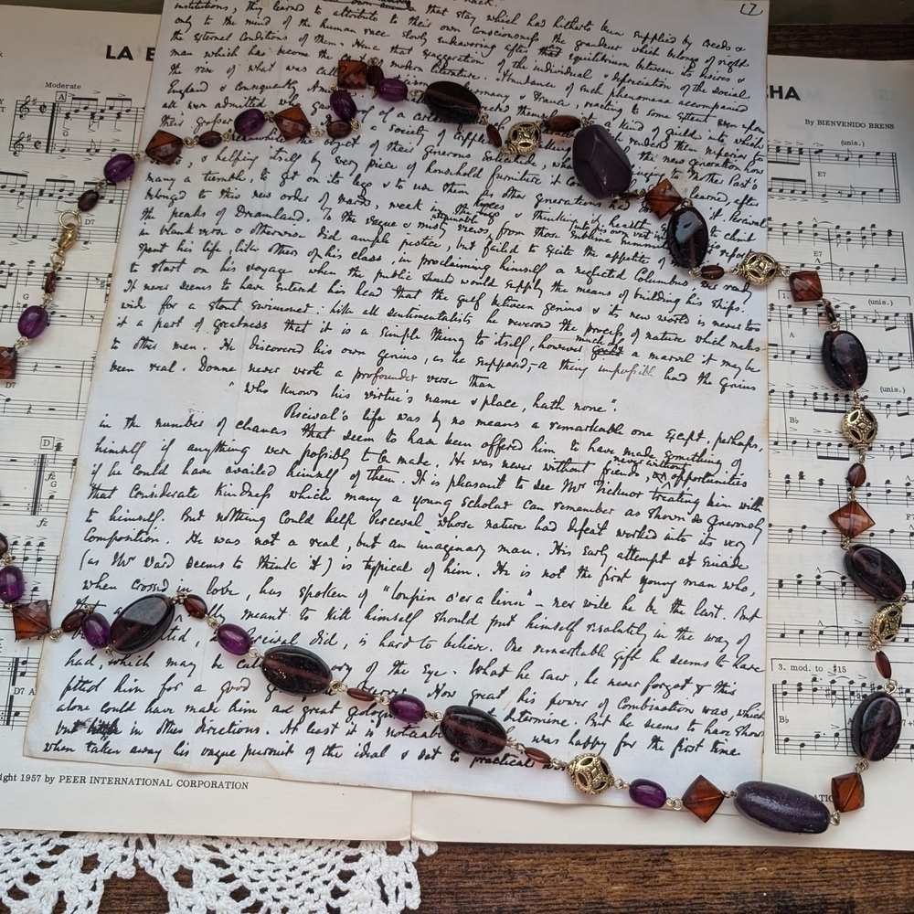 Elegant Purple and Gold Beaded Necklace